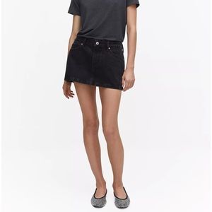Mango Low Rise Black Denim Skirt